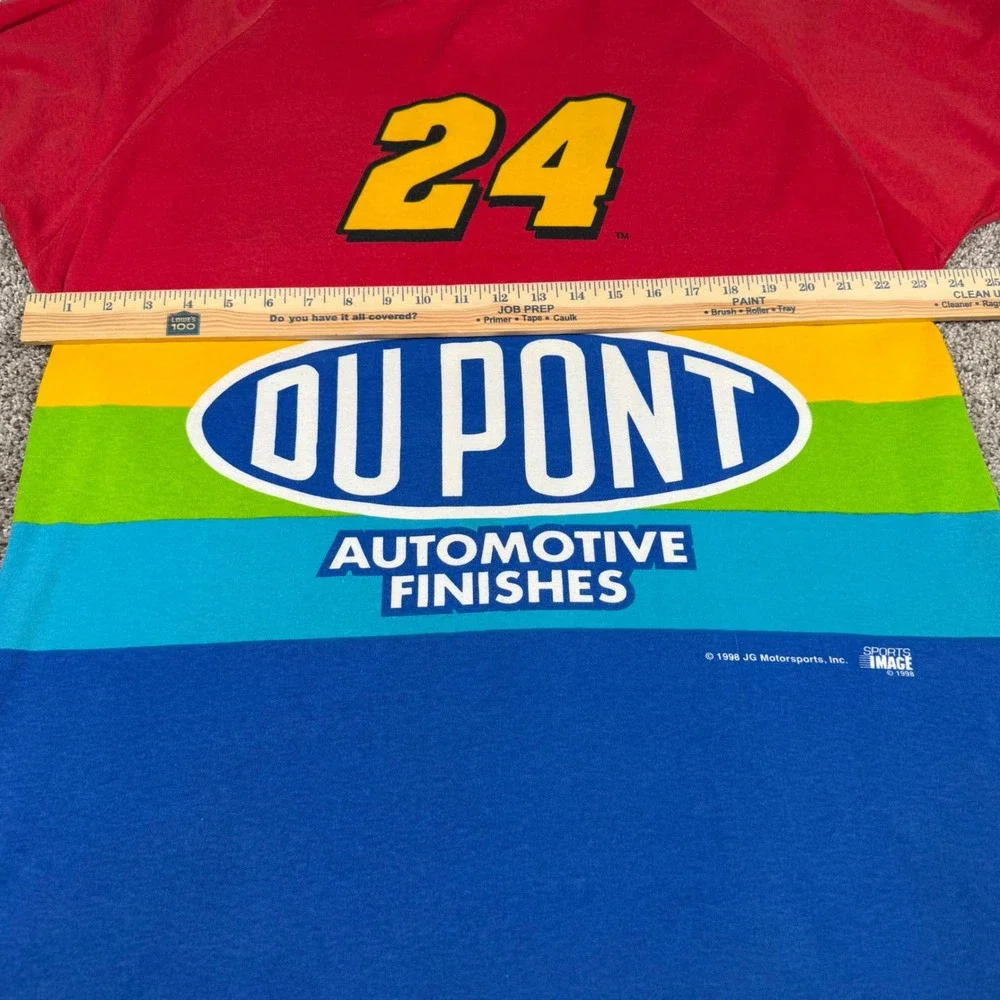 Vintage 1998 Chase Authentics Jeff Gordon DuPont NASCAR T-Shirt XXL Rainbow Flaw